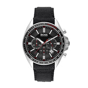 Hugo Boss Driver Chronograph Black Dial Black Leather Strap Watch for Men -1513087