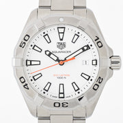 Tag Heuer Aquaracer Quartz White Dial Silver Steel Strap Watch for Men - WBD1111.BA0928