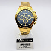 Hugo Boss Ikon Chronograph Blue Dial Gold Steel Strap Watch for Men - 1513340