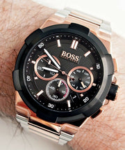 Hugo Boss Supernova Chronograph Black Dial Two Tone Steel Strap Watch for Men - 1513358