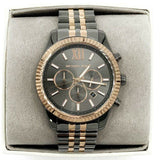 Michael Kors Lexington Chronograph Black Dial Two Tone Steel Strap Watch for Men - MK8561