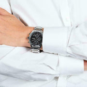 Hugo Boss Grand Prix Chronograph Black Dial Silver Steel Strap Watch for Men - 1513477