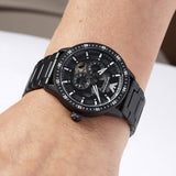 Emporio Armani Meccanico Automatic Black Dial Black Steel Strap Watch For Men - AR60054
