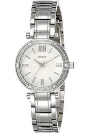 Guess Park Ave White Dial Silver Steel Strap Watch for Women - W0767L1