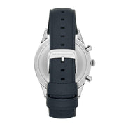 Emporio Armani Lambda Chronograph Blue Dial Blue Leather Strap Watch For Men - AR11018