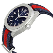 Gucci GG2570 Quartz Blue Dial Blue & Red Nylon Strap Watch For Men - YA142304