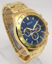 Hugo Boss Ikon Chronograph Blue Dial Gold Steel Strap Watch for Men - 1513340