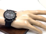 Emporio Armani Luigi Analog Black Dial Black Leather Strap Watch For Men - AR11450