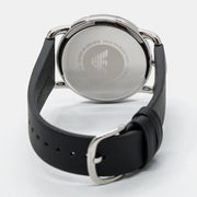 Emporio Armani Aviator Quartz Black Dial Black Leather Strap Watch For Men - AR11336