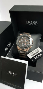 Hugo Boss Supernova Chronograph Black Dial Two Tone Steel Strap Watch for Men - 1513358