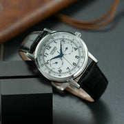 Citizen Eco Drive Silver Dial Black Leather Strap Watch For Men - AO9000-06B
