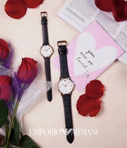 Emporio Armani Kappa Quartz White Dial Black Leather Strap Watch For Men - AR80015