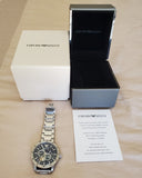 Emporio Armani Mario Chronograph Automatic Blue Dial Silver Steel Strap Watch For Men - AR60052