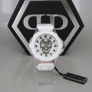 Philipp Plein The Skull White Dial White Silicone Strap Watch for Men - PWAAA1521