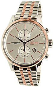 Hugo Boss Jet Chronograph Silver Dial Two Tone Steel Strap Watch for Men - 1513385