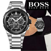 Hugo Boss Supernova Chronograph Black Dial Silver Steel Strap Watch for Men - 1513359