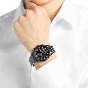 Hugo Boss Aeroliner Chronograph Black Dial Black Steel Strap Watch for Men - 1513180