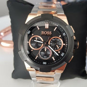 Hugo Boss Supernova Chronograph Black Dial Two Tone Steel Strap Watch for Men - 1513358