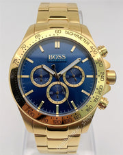 Hugo Boss Ikon Chronograph Blue Dial Gold Steel Strap Watch for Men - 1513340