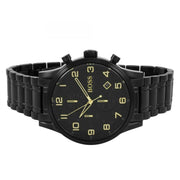 Hugo Boss Aeroliner Chronograph Black Dial Black Steel Strap Watch for Men - 1513275