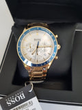 Hugo Boss Trophy Chronograph White Dial Gold Steel Strap Watch for Men - 1513631