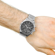Hugo Boss Grand Prix Chronograph Black Dial Silver Steel Strap Watch for Men - 1513477