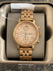 Fossil Boyfriend Chronograph Rose Gold Dial Rose Gold Steel Strap Watch for Women - ES3380