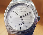 Emporio Armani Classic Silver Dial Silver Steel Strap Watch for Men - AR5894