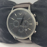 Emporio Armani Sportivo Chronograph Black Dial Brown Leather Strap Watch For Men - AR2462