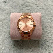 Michael Kors Slim Runway Rose Gold Dial Rose Gold Steel Strap Watch for Women - MK3197