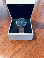 Calvin Klein High Noon Quartz Blue Dial Silver Mesh Bracelet Watch for Men - K8M2112N