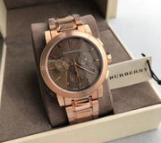 Burberry The City Grey Dial Rose Gold Steel Strap Unisex Watch - BU9754