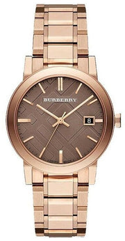 Burberry The City Light Brown Dial Rose Gold Steel Strap Watch for Women - BU9005