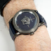 Versace Palazzo Empire Black Dial Black Leather Strap Watch for Men - VERD00218