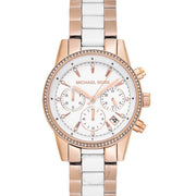 Michael Kors Ritz White Dial Two Tone Steel Strap Watch for Women - MK6324