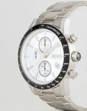 Hugo Boss Rafale Competitive Sport Chronograph Silver Dial Silver Steel Strap Watch for Men - 1513511