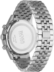 Hugo Boss Aeroliner Chronograph Quartz White Dial Silver Steel Strap Watch For Men - HB1512445