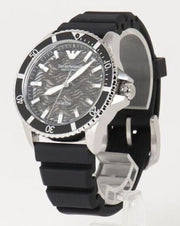 Emporio Armani Sea Explorer Meccanico Automatic Black Dial Black Silicone Strap Watch For Men - AR60062