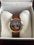Gucci Le Marche Des Merveilles Red & Green Dial Brown Leather Strap Unisex Watch - YA126497