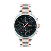 Hugo Boss Grand Prix Chronograph Black Dial Two Tone Steel Strap Watch for Men - 1513473