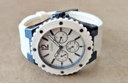 Guess Overdrive Chronograph White Dial White Rubber Strap Watch for Women - W0149L6