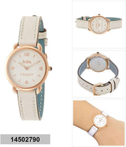 Coach Delancey White Dial White Leather Strap Watch for Women - 14502790