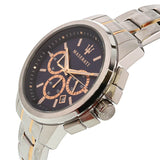 Maserati Successo Chronograph Blue Dial Two Tone Steel Strap Watch For Men - R8873621008