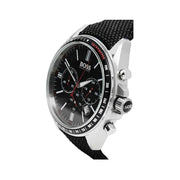Hugo Boss Driver Chronograph Black Dial Black Leather Strap Watch for Men -1513087
