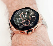 Hugo Boss Supernova Chronograph Black Dial Two Tone Steel Strap Watch for Men - 1513358