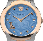 Versace Audrey Quartz Blue Dial Two Tone Steel Strap Watch for Women - VELR00619