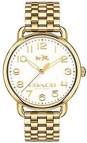 Coach Delancey Classic White Dial Gold Steel Strap Watch for Women - 14502261