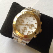 Marc Jacobs Blade Chronograph Silver Dial Two Tone Steel Strap Watch for Women - MBM3177