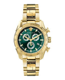 Versace V-Ray Chronograph Green Dial Gold Steel Strap Watch For Men - VE2I00621