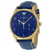 Emporio Armani Chronograph Midnight Blue Dial Blue Leather Strap Watch For Men - AR1862